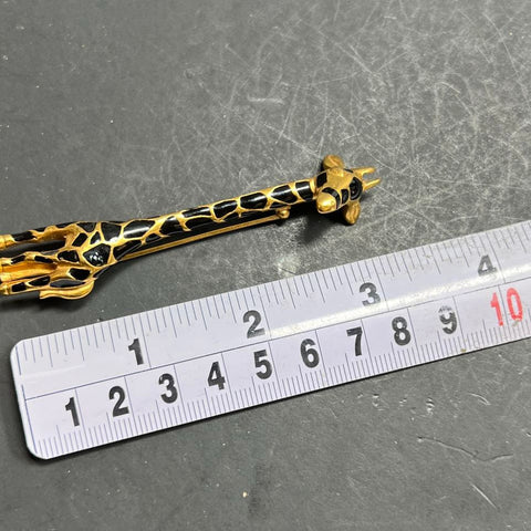 Carol Lee Black Enamel Giraffe Gold Tone Brooch