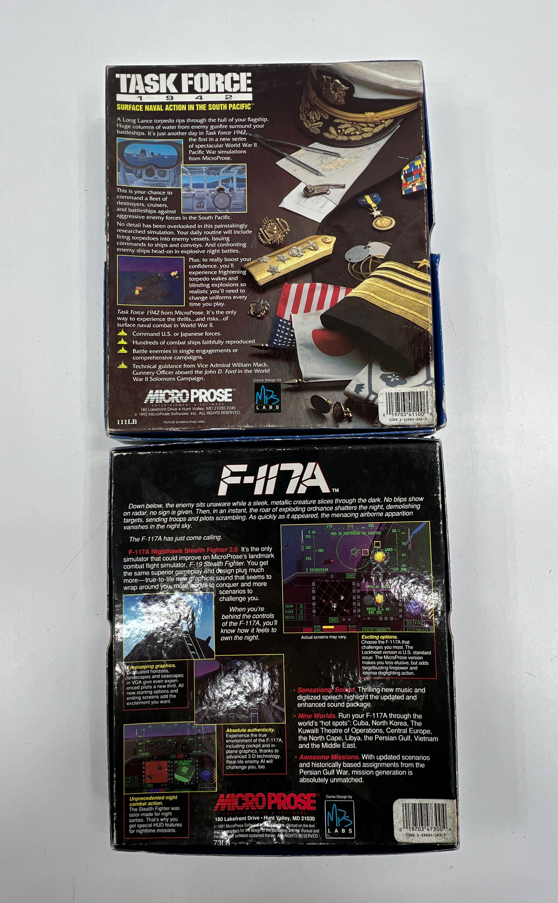 Vintage F-117A & Task Force Micro Pose Floppy PC Disc Game Lot with Accessories