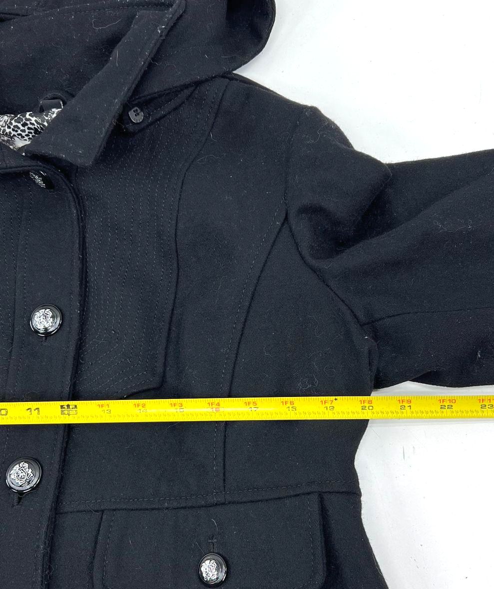 Guess Black Hooded Military Peacoat Coat Jacket Women's XL