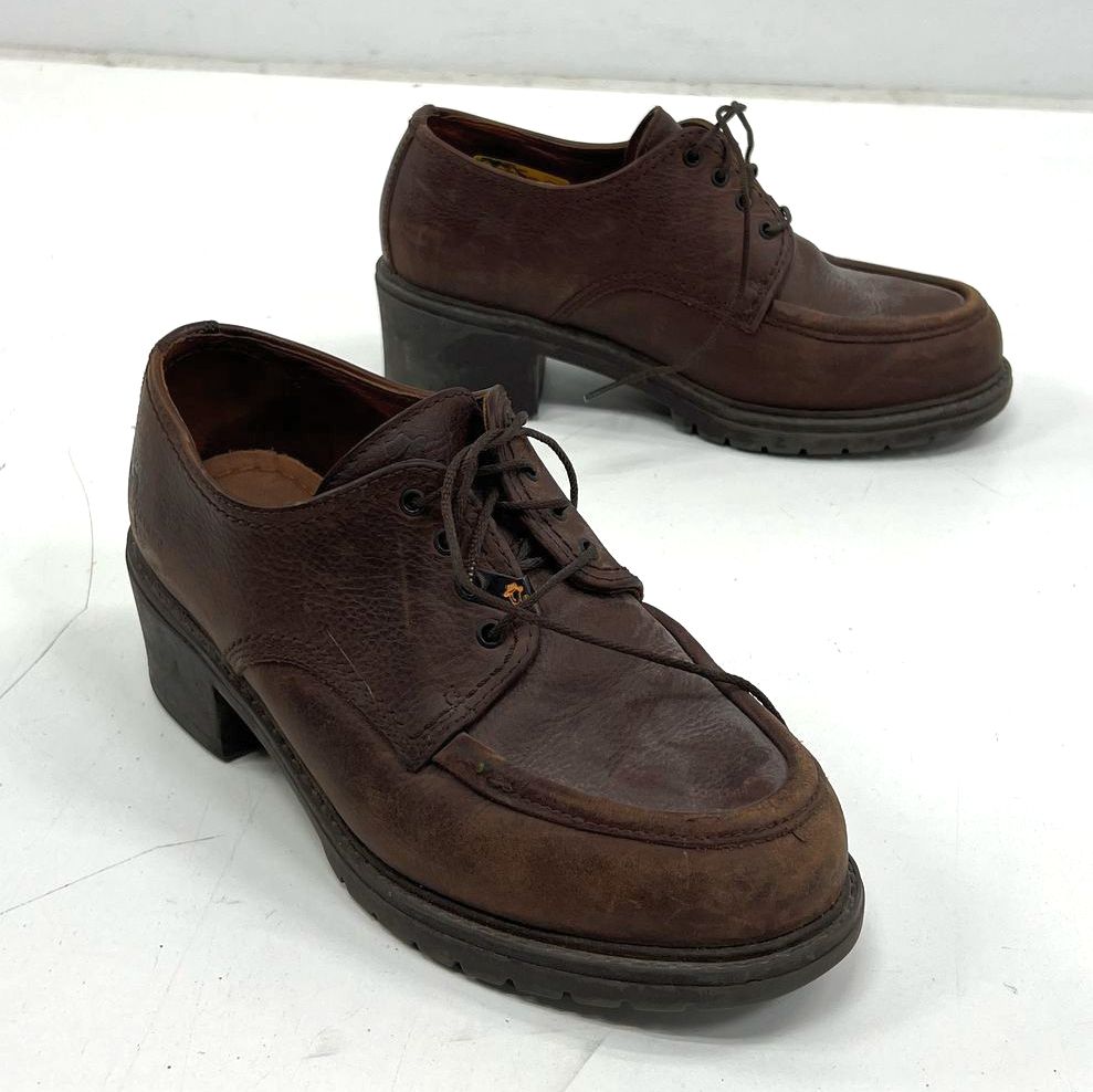 Vintage 90s Havana Joe Chunky Platform Moc Toe Oxford Shoes Brown Leather Spain