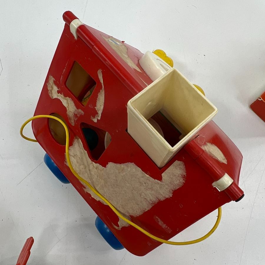 Vintage 60s 70s Fisher-Price Toy Lot Music Clock Truck Pull Toys Collection