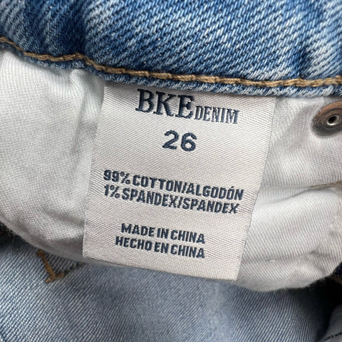 BKE Denim Charlie Light Wash Distressed Mid Rise Mom Jeans Women's 26 NWT
