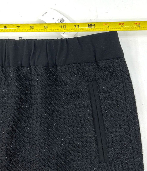 NWT Loft Black Sparkle Tweed Metallic Pull On Mini Skirt Women's S