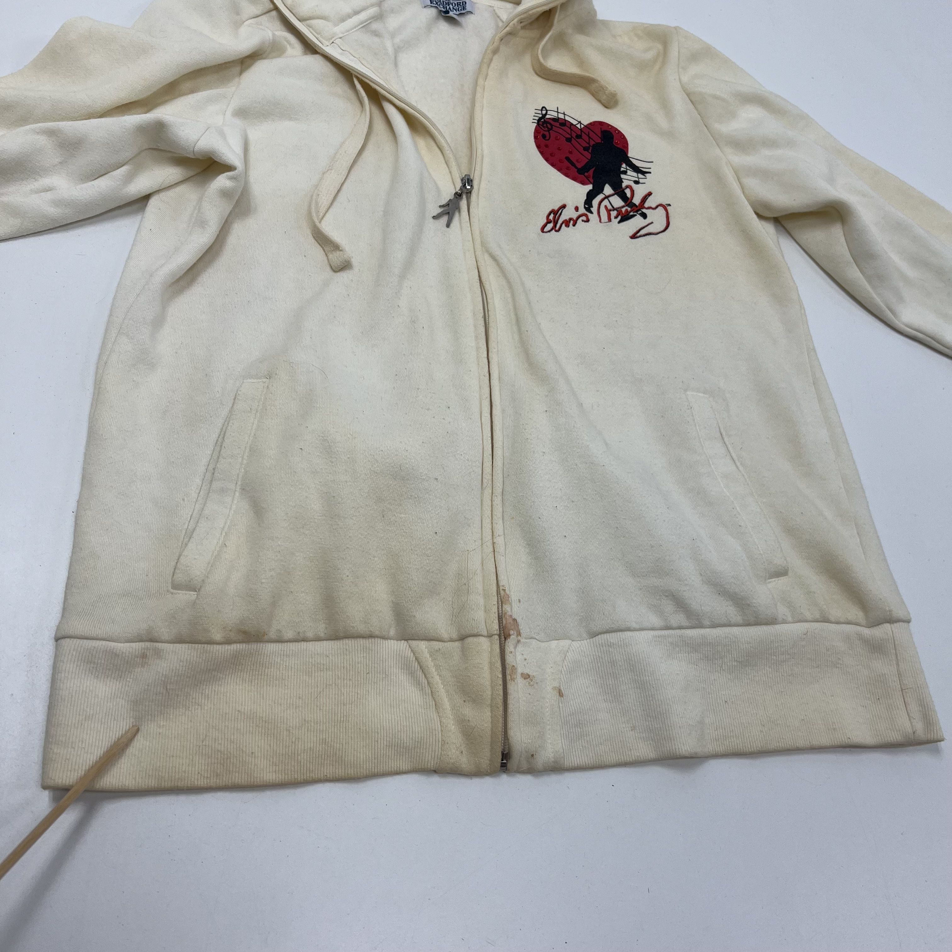 Bradford Exchange Elvis Graphic Zip Up Hoodie Size L *Heavy Odor Staining*