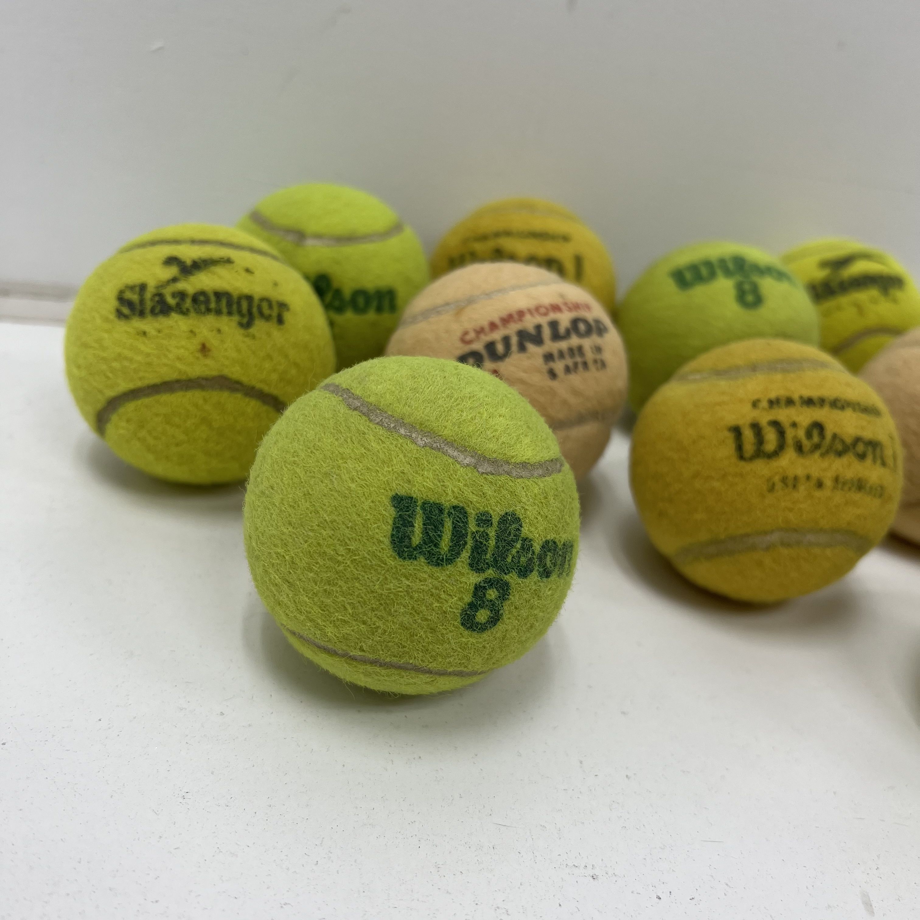 Vintage Wilson Slazenger Dunlop Lot of 13 Tennis Balls Yellow Green