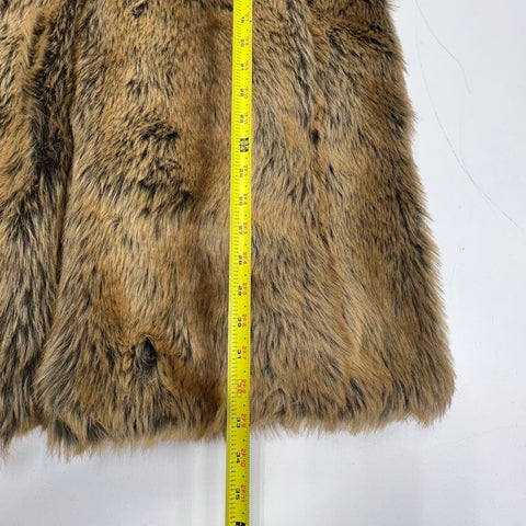 Donna Salyers Fabulous Furs Brown Coyote Faux Fur Long Vest Women's L