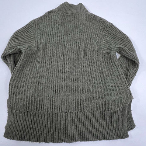 Pilcro Anthropologie Anais Olive Green Chunky Ribbed Knit Zip Cardigan Women's