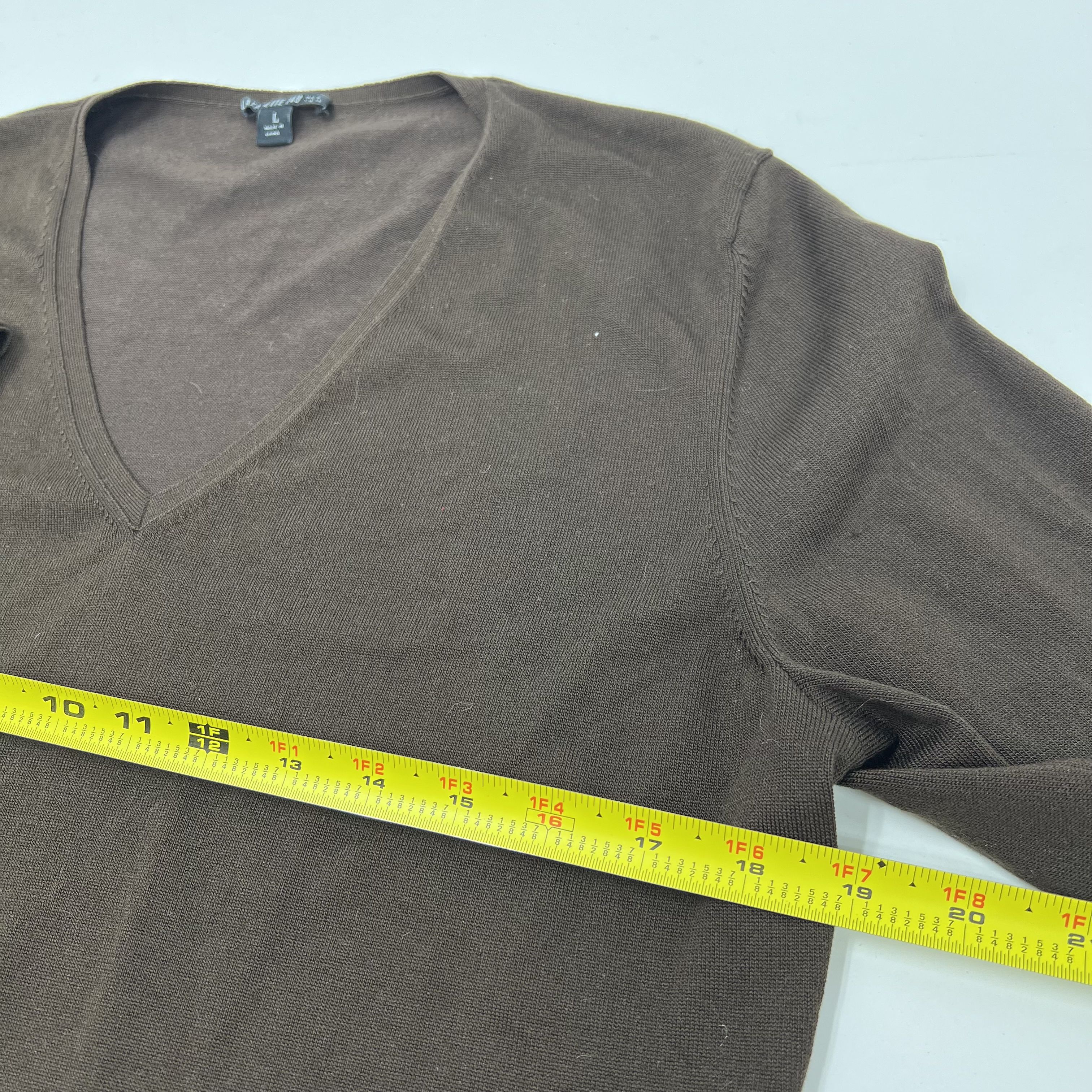 Lafayette 148 New York Brown Long Sleeve Silk Blend Size Large