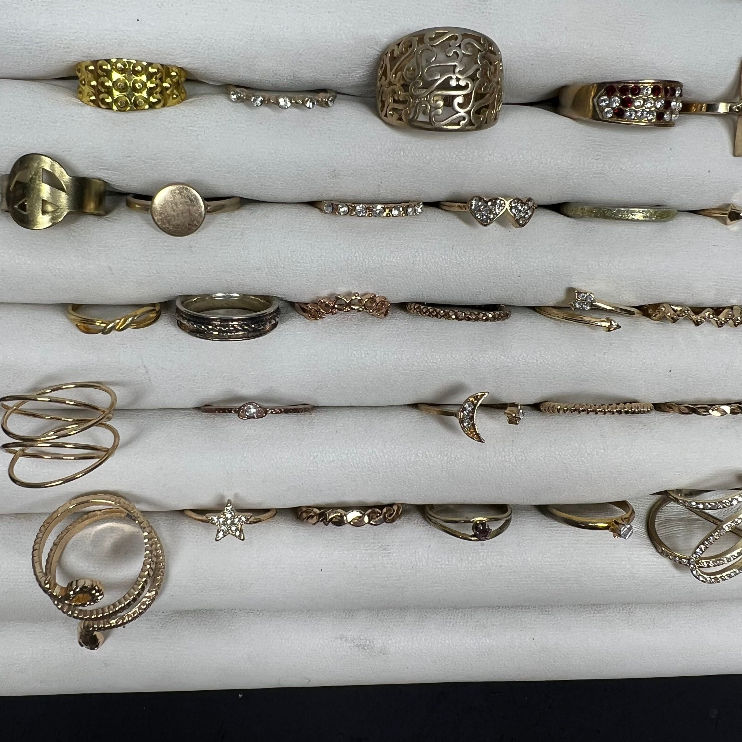 Lot of Gold Tone Rings Sizes Vary Styles Assorted