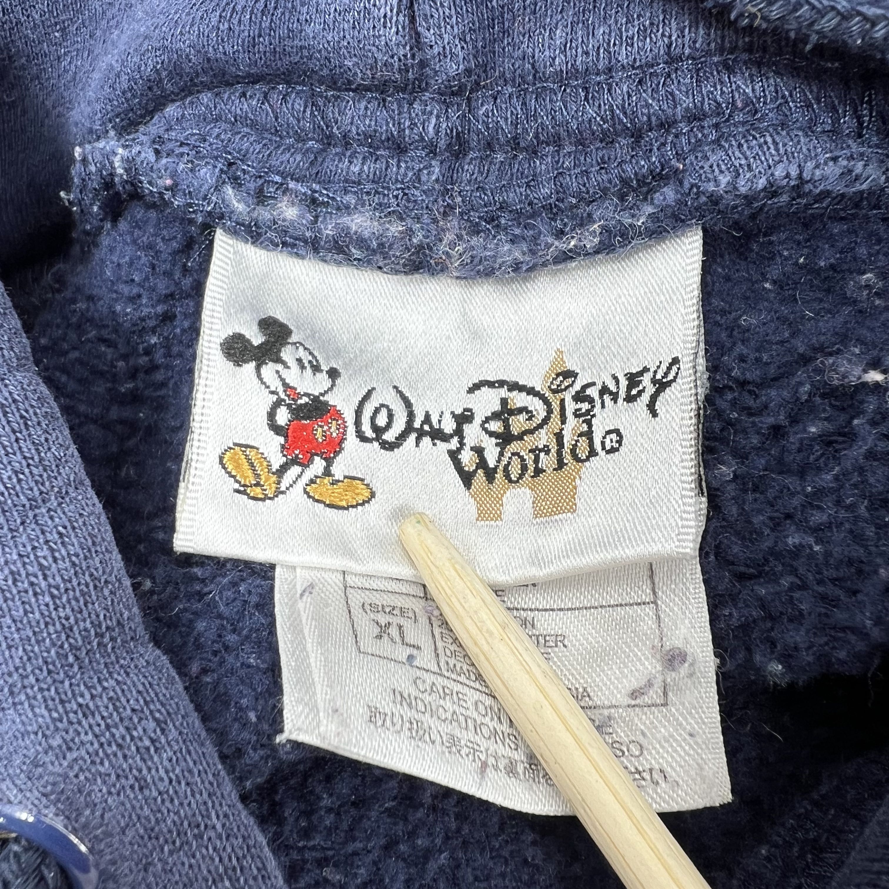 Vintage Y2K Walt Disney World Blue Embroidered WDW American Flag Hoodie Mens XL