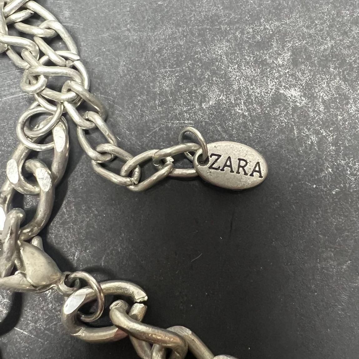 ZARA Glitzy Beaded Statement Collar Necklace Adjustable Silver Tone Signed