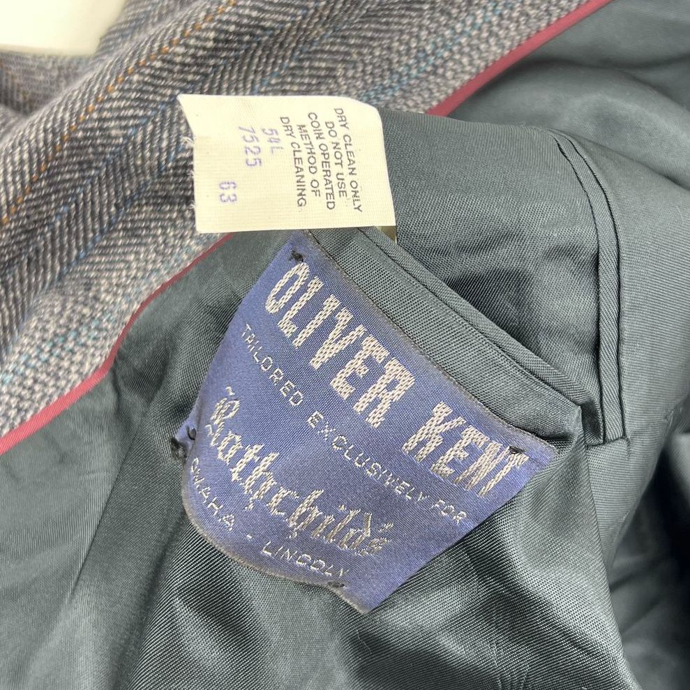 Lot of 2 Vintage 80s Navy & Gray Herringbone Tweed Blazer Sport Coat Men's 54L