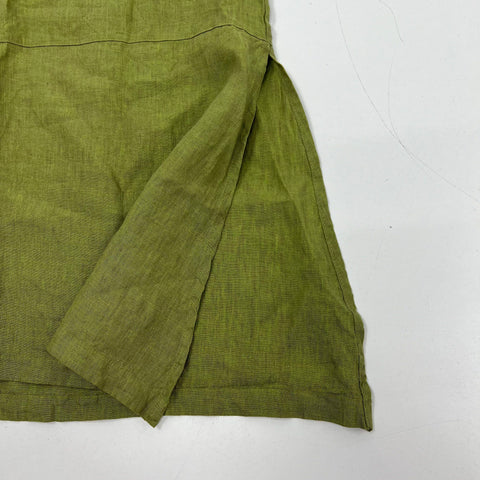 NWT Brynn Walker Olive Green 100% Linen Tunic A-Line Dress Made in USA Size L