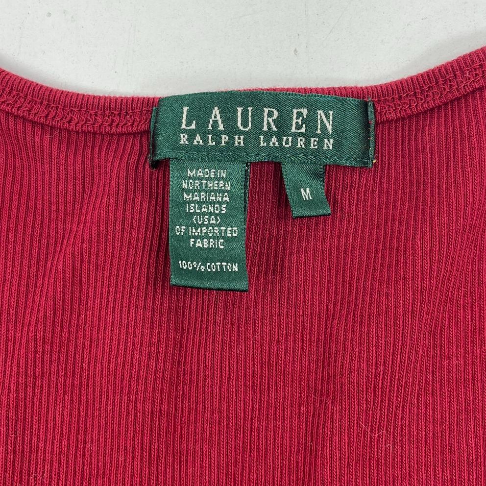 Vintage Y2K Lauren Ralph Lauren Red Peach Ribbed Tank Top Lot of 2 Women's M