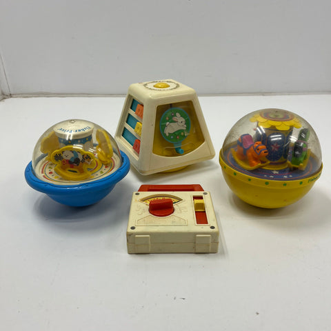 Vintage Fisher-Price Toy Lot Music Box Roll-A-Round Activity Center 70s-90s