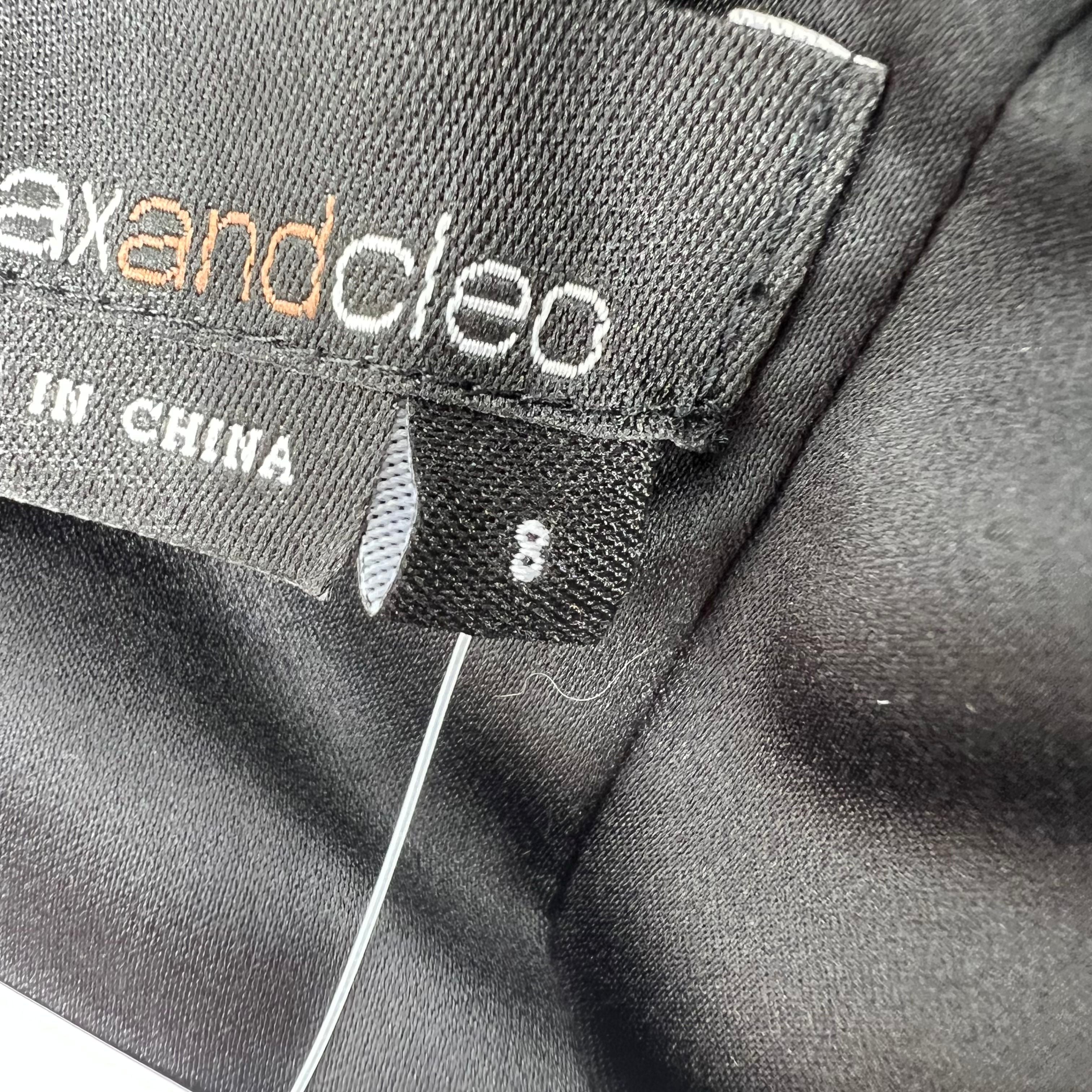 Max and Cleo Black Stretch Satin Twist Front Sheath Cocktail Dress Women's 8 NWT