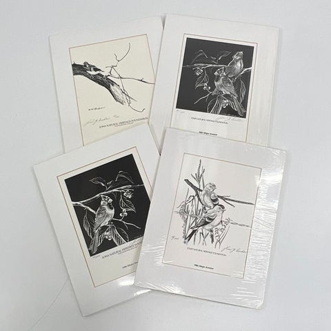 Vintage 80s John H Giebler Iowa Heritage Bird Art Prints Matted Set of 4 NOS