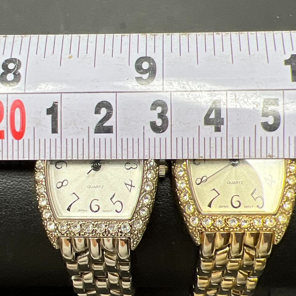 2 Precision by Gruen Gold & Silver Tone Crystal Wristwatches New Batteries
