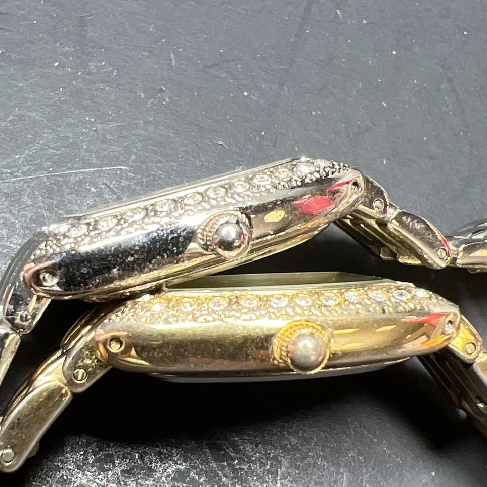 2 Precision by Gruen Gold & Silver Tone Crystal Wristwatches New Batteries