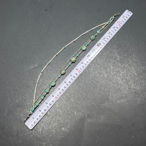 Sterling Silver Turquoise & Pearl Beaded Necklace 44.92g
