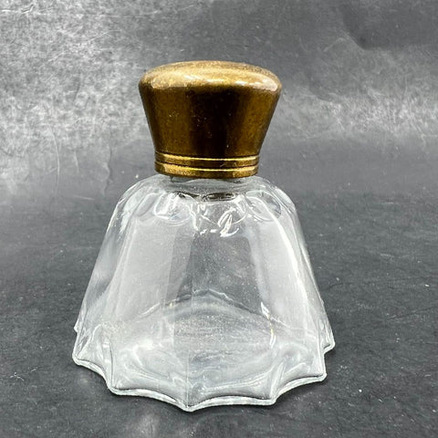 Vintage Mid-Century Pressed Glass Ring Holder & Perfume Bottle Vanity Set