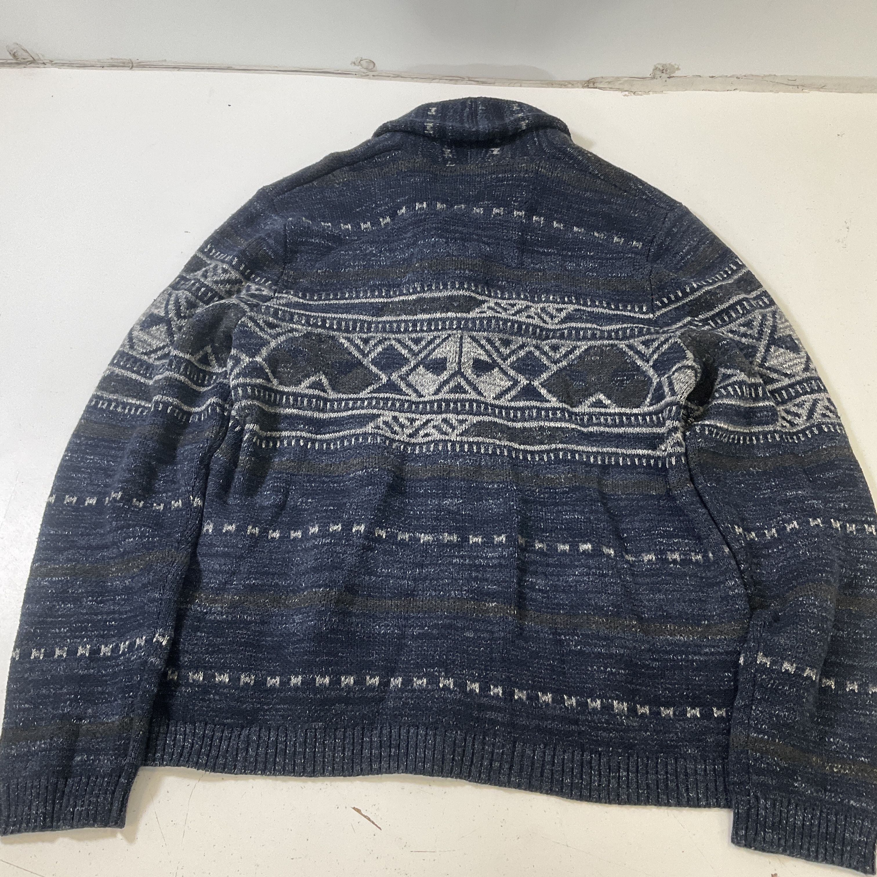 Lucky Brand Men's Blue Southwestern Pattern Shawl Neck Cardigan Size Medium