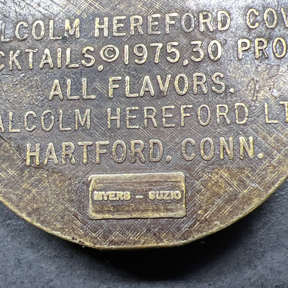 Vintage Malcolm Hereford Cows Cocktails 1975, 30 Proof All Flavors Tag Pendant