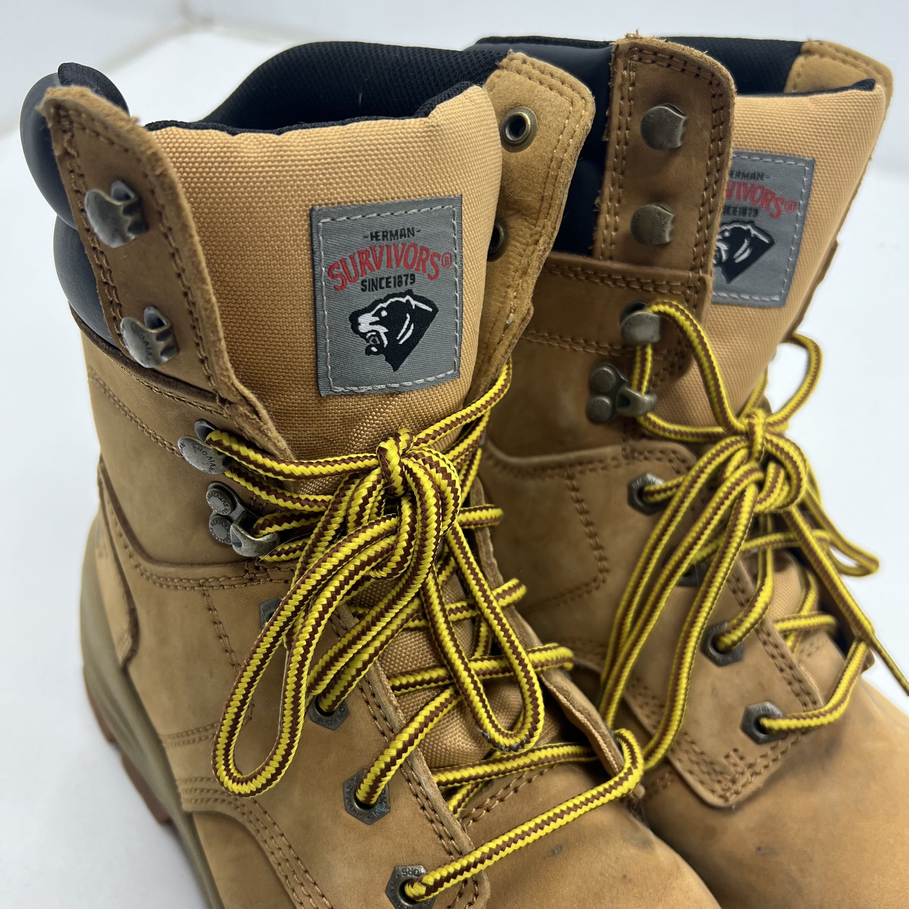 Herman Survivor Brown Lace Up Construction Work Boot Men 9W Steel Toe