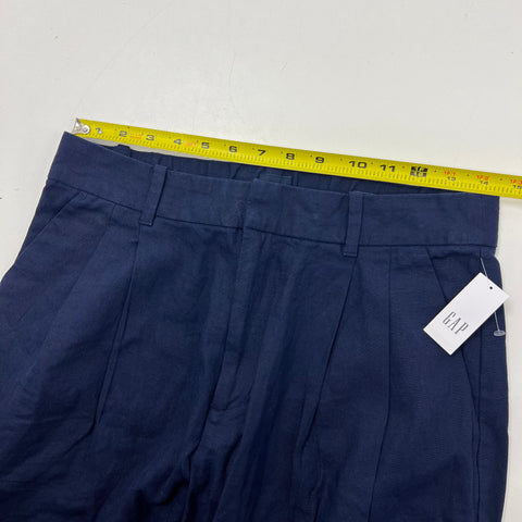 Gap NWT Navy Blue 365 High Rise Linen-Blend Wide-Leg Trouser Pants Women's 8