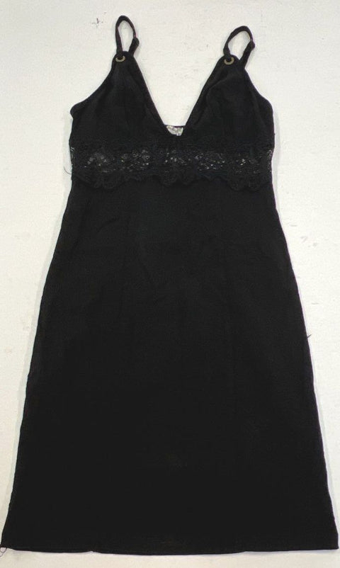 Free People Black Chemise Slip Dress Adjustable Strap Lace Trim Size XS