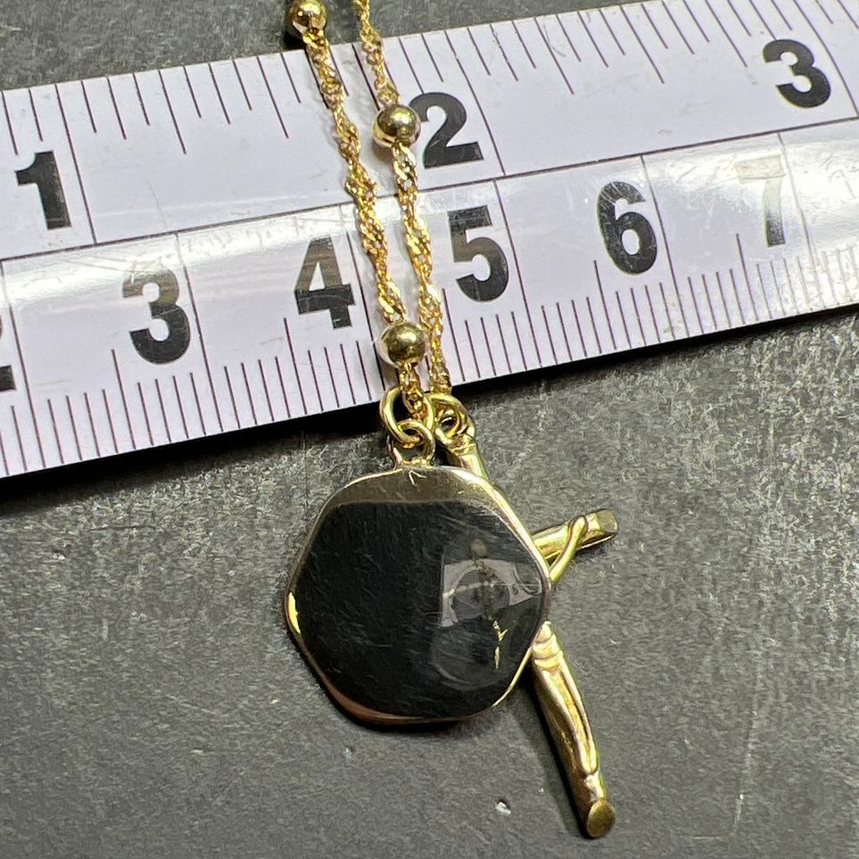925 Sterling Silver Cross & Religious Charm Necklace Gold tone