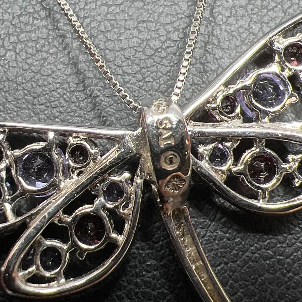 Simply Vera 925 Sterling Silver Purple Rhinestone Dragonfly Necklace 5g