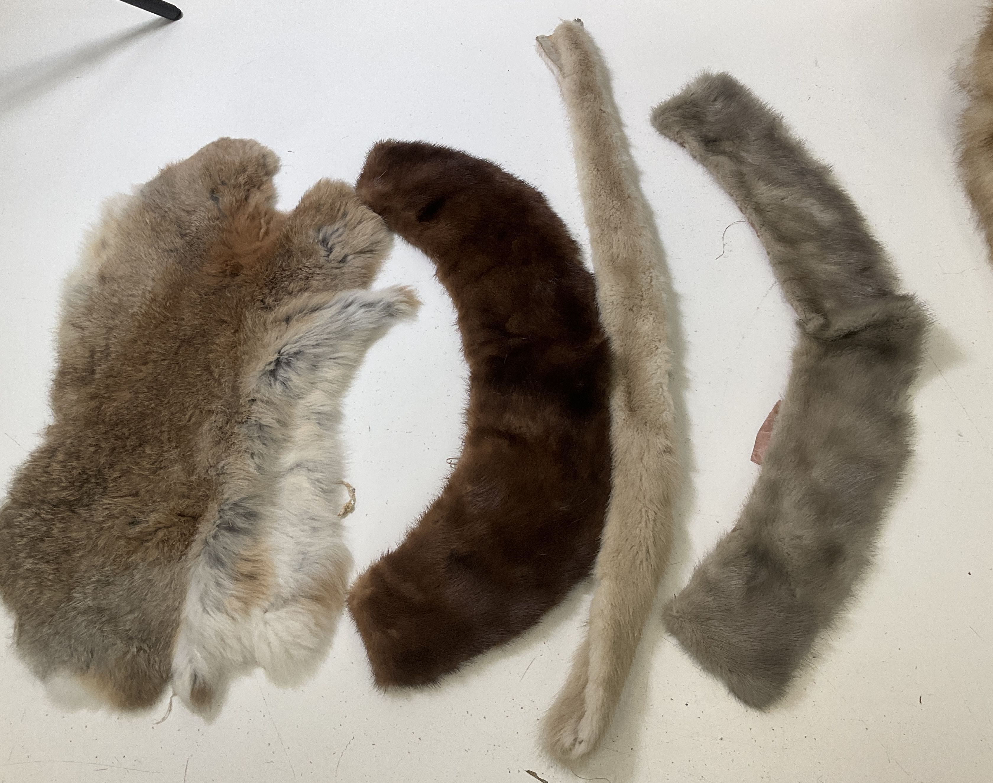 Lot Of Fur Trim Scraps Collars For Craft Upcycle Rabbit Mink Others 13 Pieces
