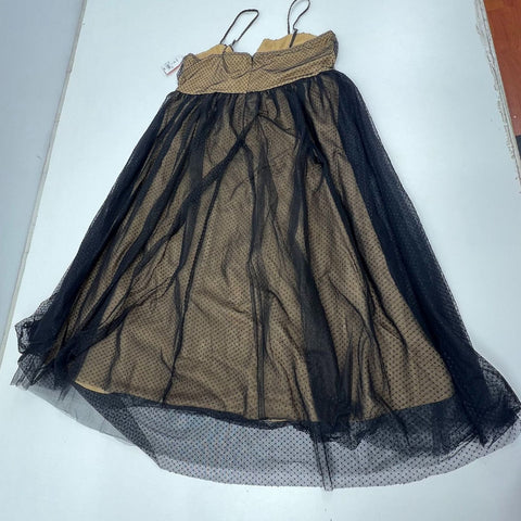 Arula Black Nude Tulle Dot Mesh Bustier Midi Dress Women's 1X NWT