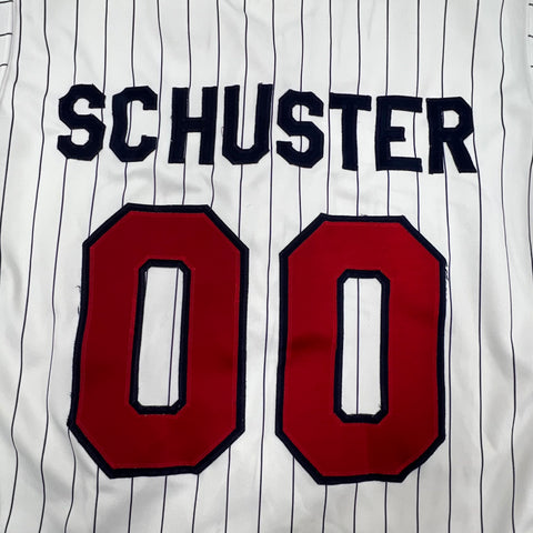 Vintage Rawlings Minnesota Twins MLB Jersey Stitched Pinstripe Schuster 00 Sz 44
