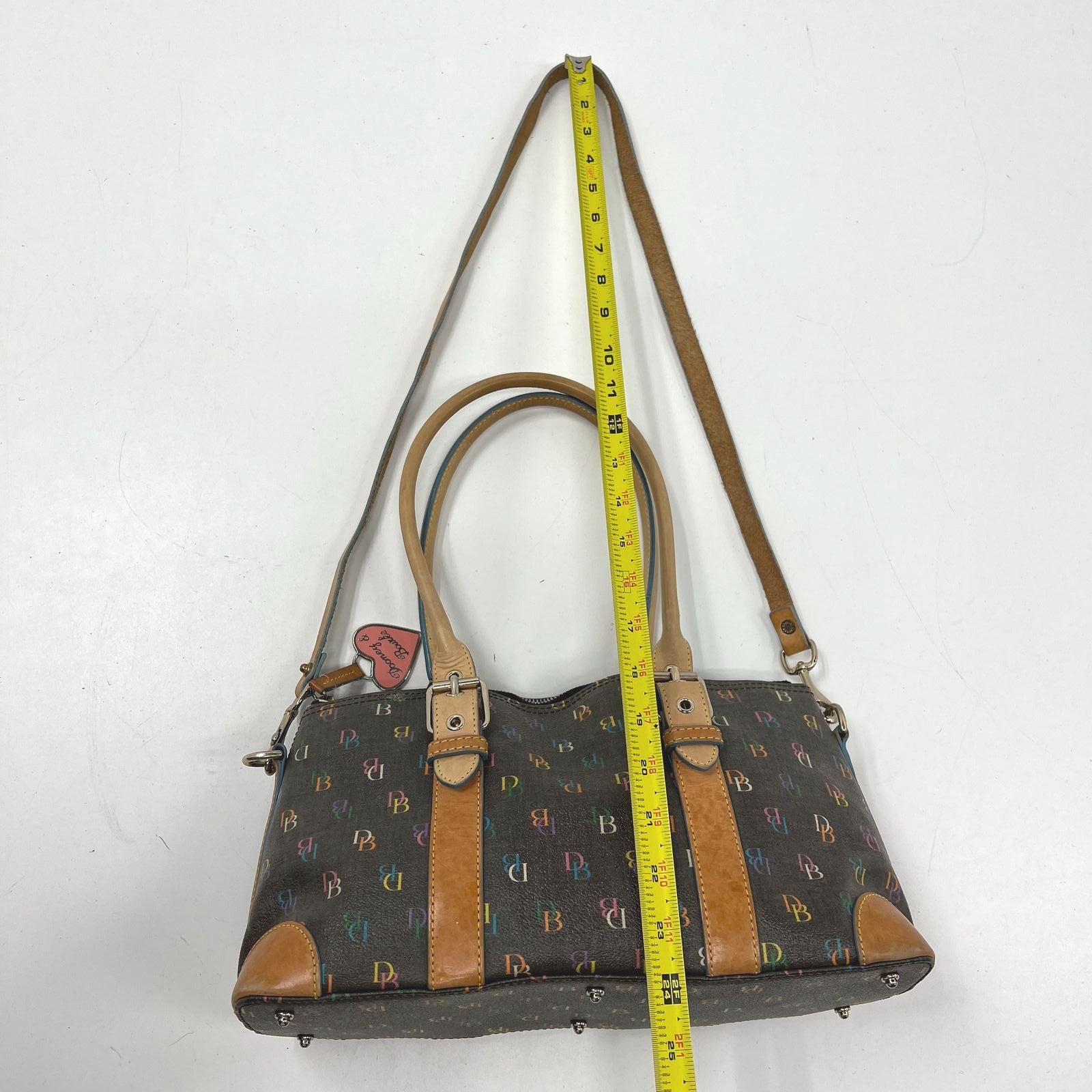 COA Dooney & Bourke Shoulder Top Handle Bag Brown Multi Color Logos H4 970852