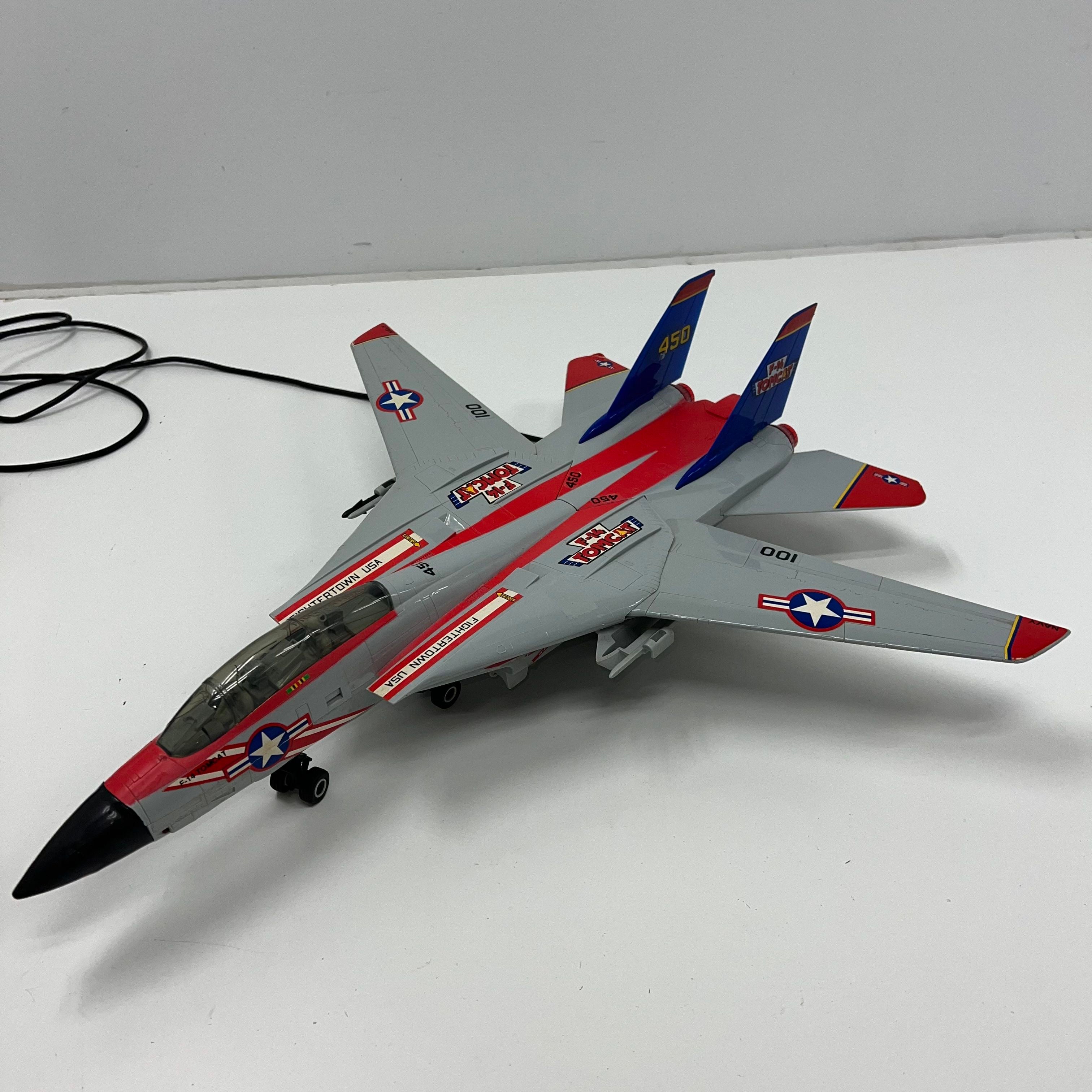 New Bright F-14 Tomcat Navy Fighter Jet RC Plane Red and Blue with Headset