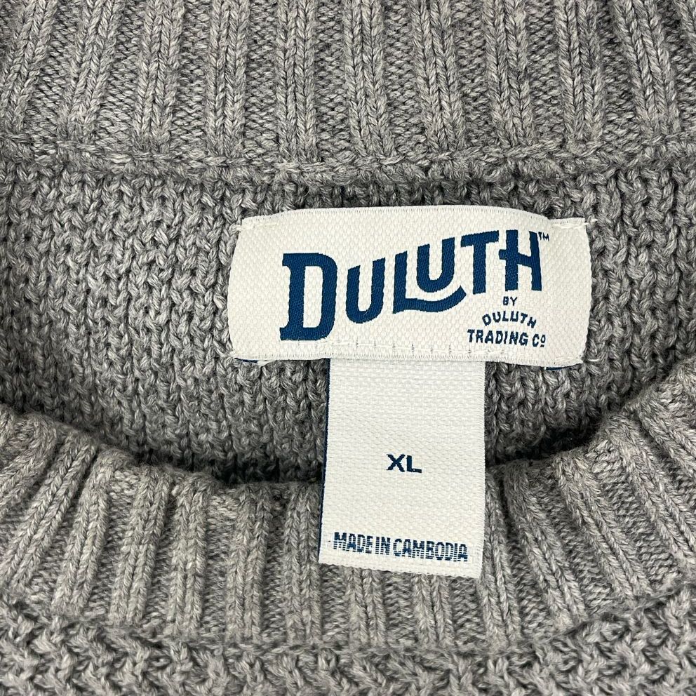 Women's Duluth Trading Grey Knit Pullover Long Sleeve Chunky Sweater - Size XL