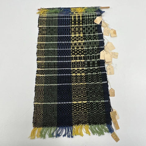 Vintage Hand Woven Loom Sampler Textile Wall Hanging Goose-Eye Pattern Art