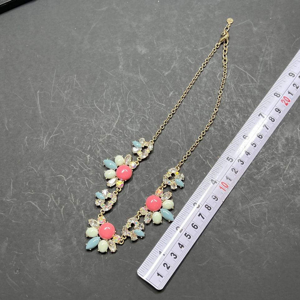 Loft Pink Blue Iridescent Rhinestone Statement Necklace