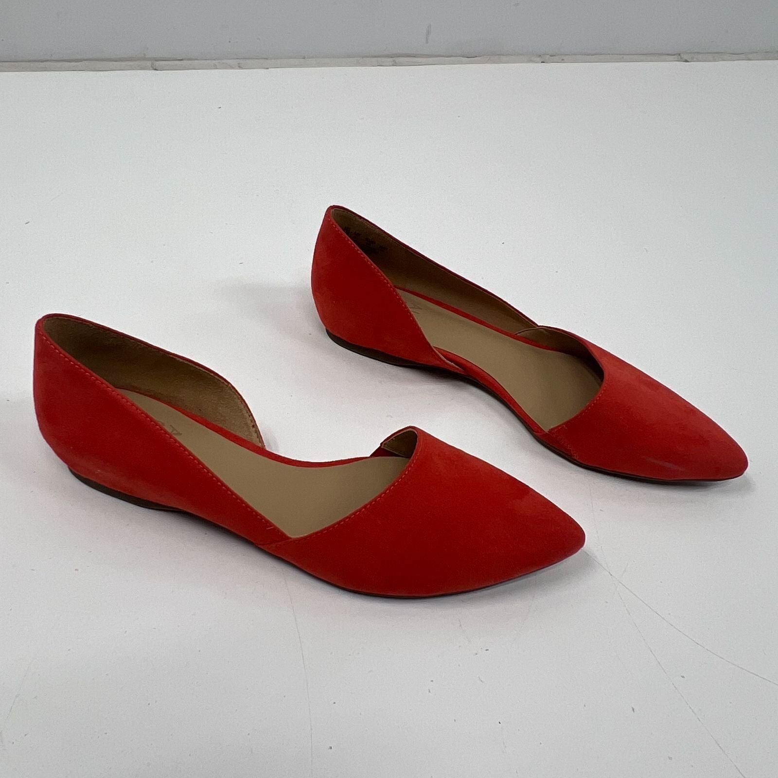 Naturalizer Tennessee Mango Orange Suede D'Orsay Pointed Toe Flats NIB Size 8M
