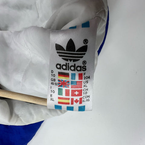 Vintage 90s Adidas Blue Trefoil Logo Hooded Windbreaker Jacket Men's XL