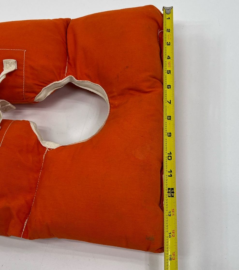 Vintage Life-Line AK-1 Orange Puffy Tie Front Life Vest with Clip Belt
