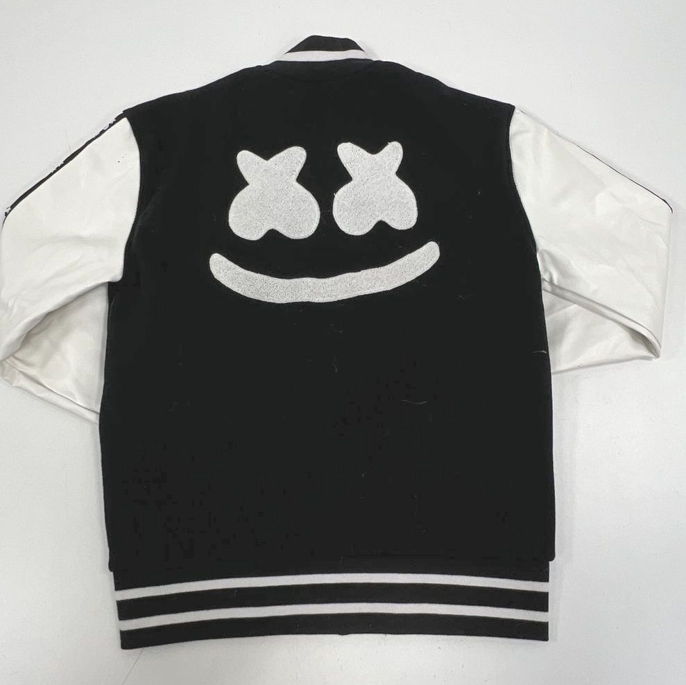 Marshmello Spirit Halloween DJ Costume Bomber Varsity Jacket Black White Teen