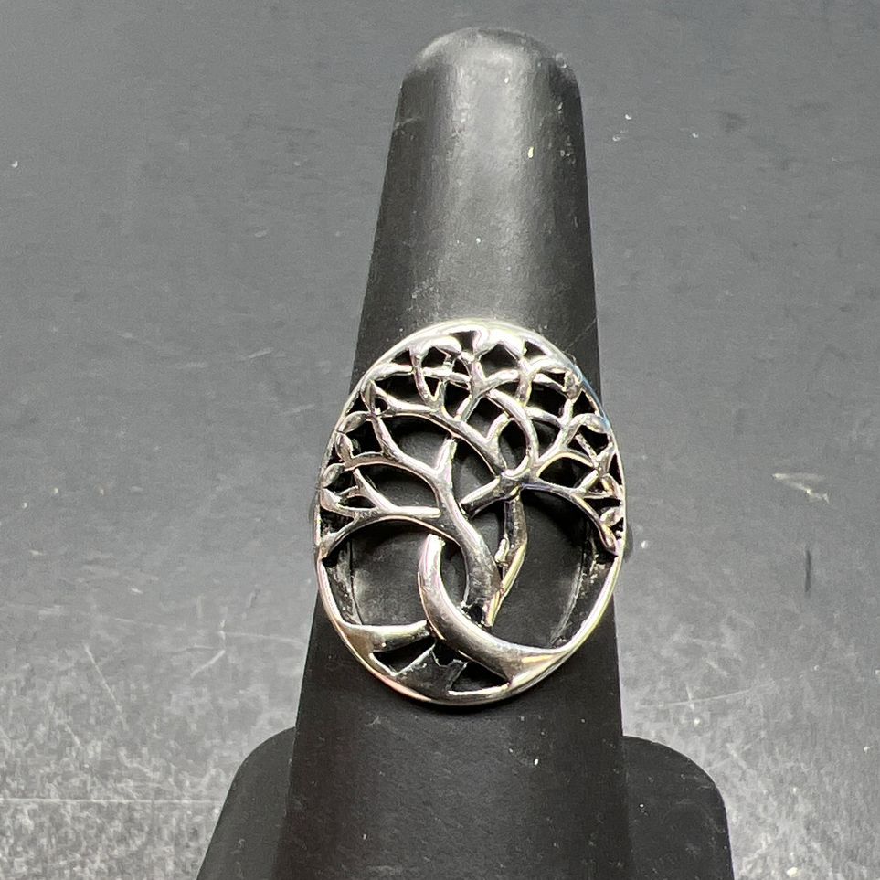 925 Sterling Silver Tree of Life Ring Size 6.25