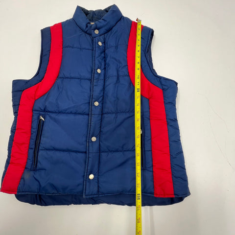 Vintage 70s Montgomery Ward Blue Red Colorblock Puffer Vest Mens L