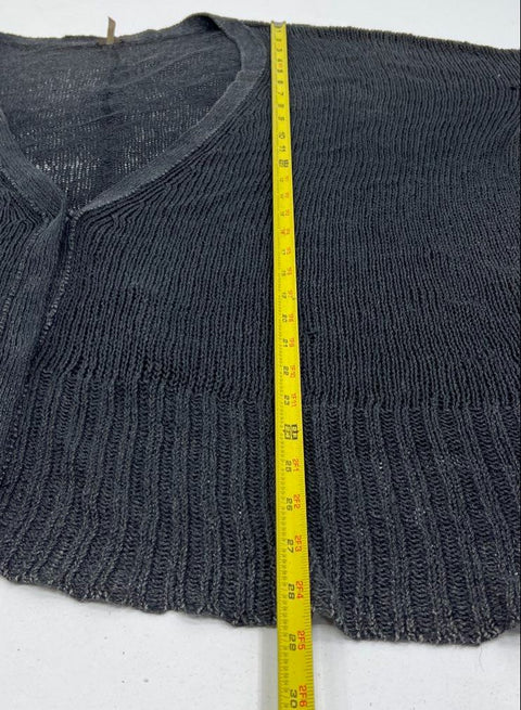 Free People Charcoal Gray Open Knit Drapey Snap Side Cardigan Sweater Women's L