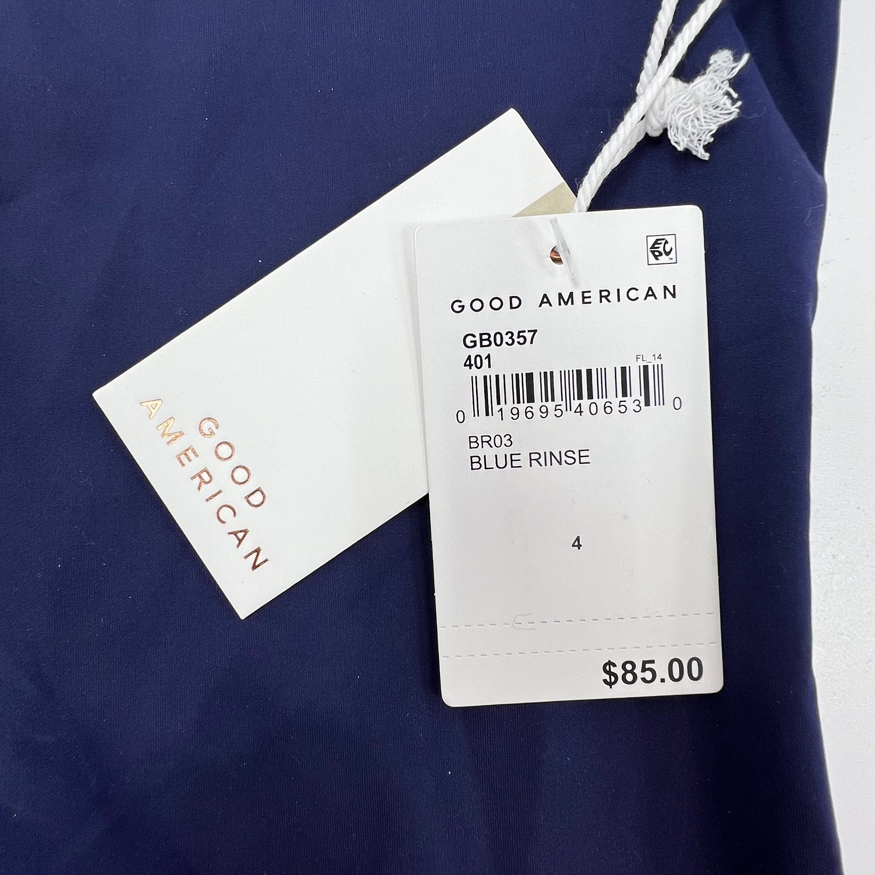 NWT Good American Blue Rinse One Piece Thong Long Sleeve Bodysuit Size 4