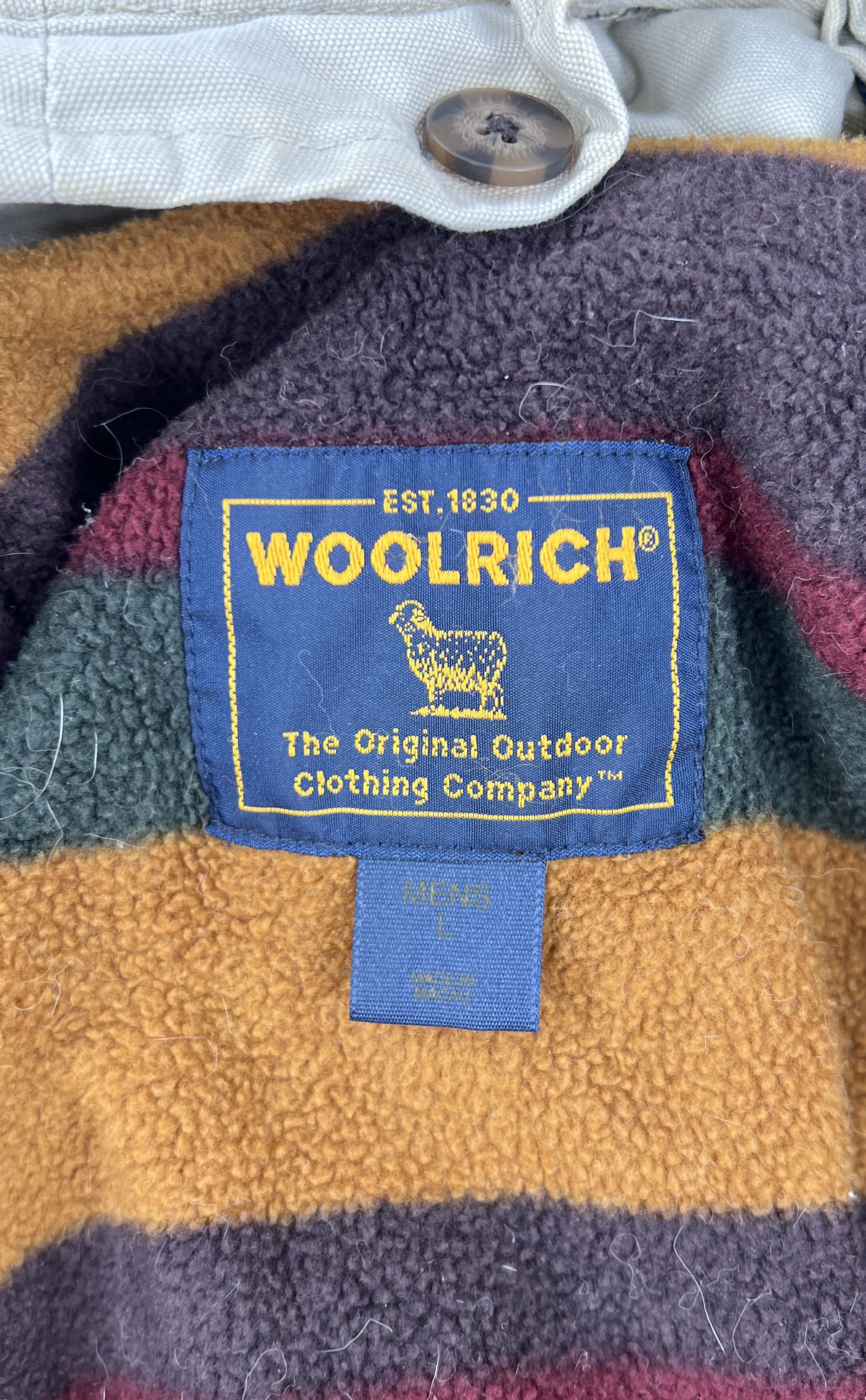 Vintage 90s Woolrich Stone Fleece Lined Field Jacket Chore Coat Men's L