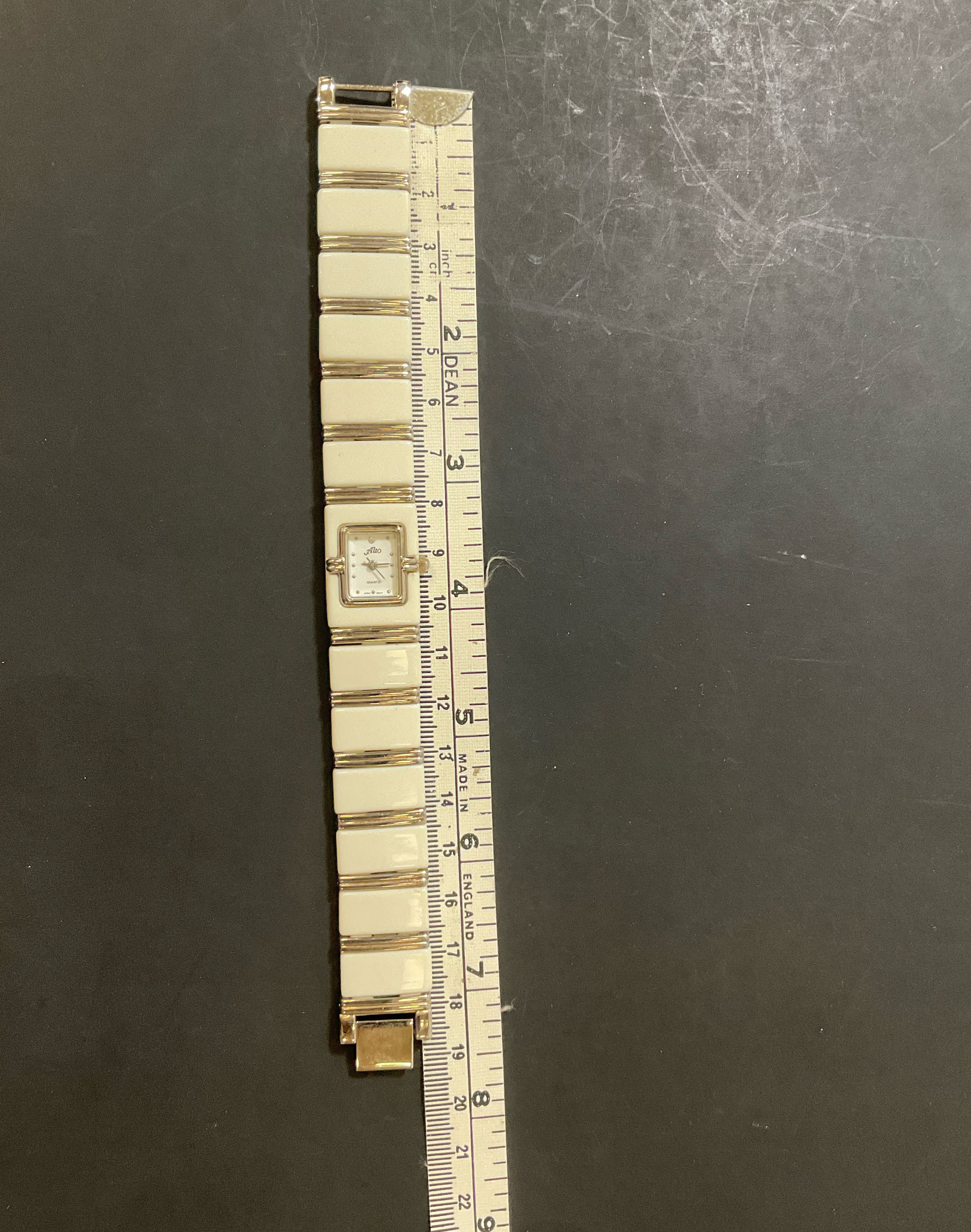 Vintage Alto Women's White Rectangular Bracelet Style Watch Untested